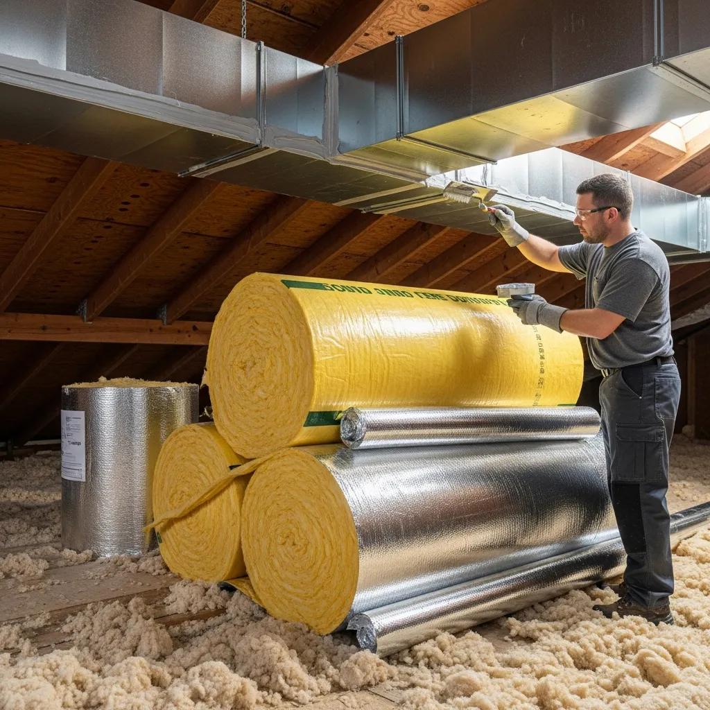 HVAC technician applying sealant to air ducts to prevent leaks